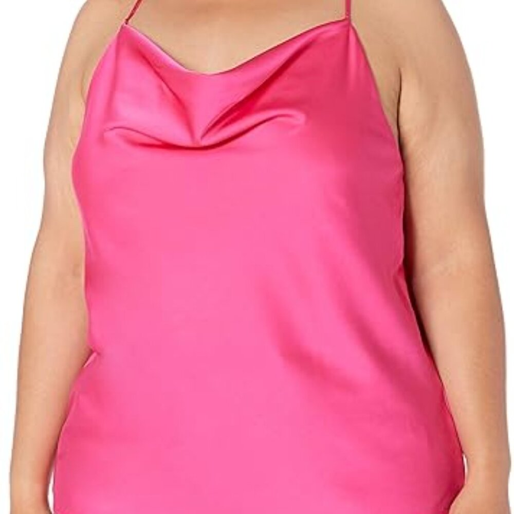 The Drop Women's Christy Cowl Neck Cami Silky Stretch Top, Hot Pink - Picture 5 of 9